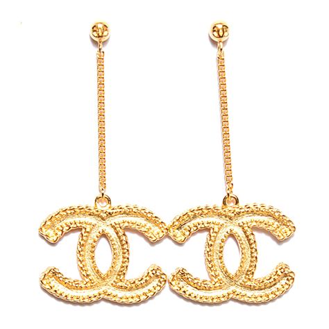 chanel logo earrings gold|chanel cc logo earrings price.